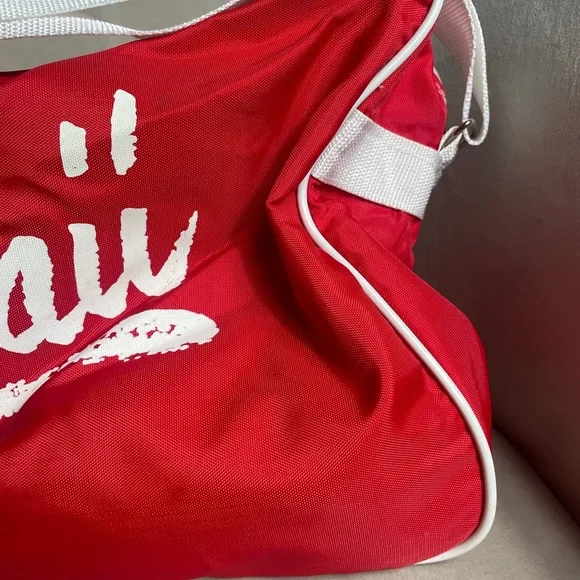 Red and White Hawaii Small Gym Duffle Bag Adjustable Strap - Picture 5 of 11